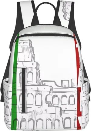 Laptop Backpack 14.7 Inch with Compartment Roman Italian Flag Laptop Bag Lightweight Casual Daypack for Travel