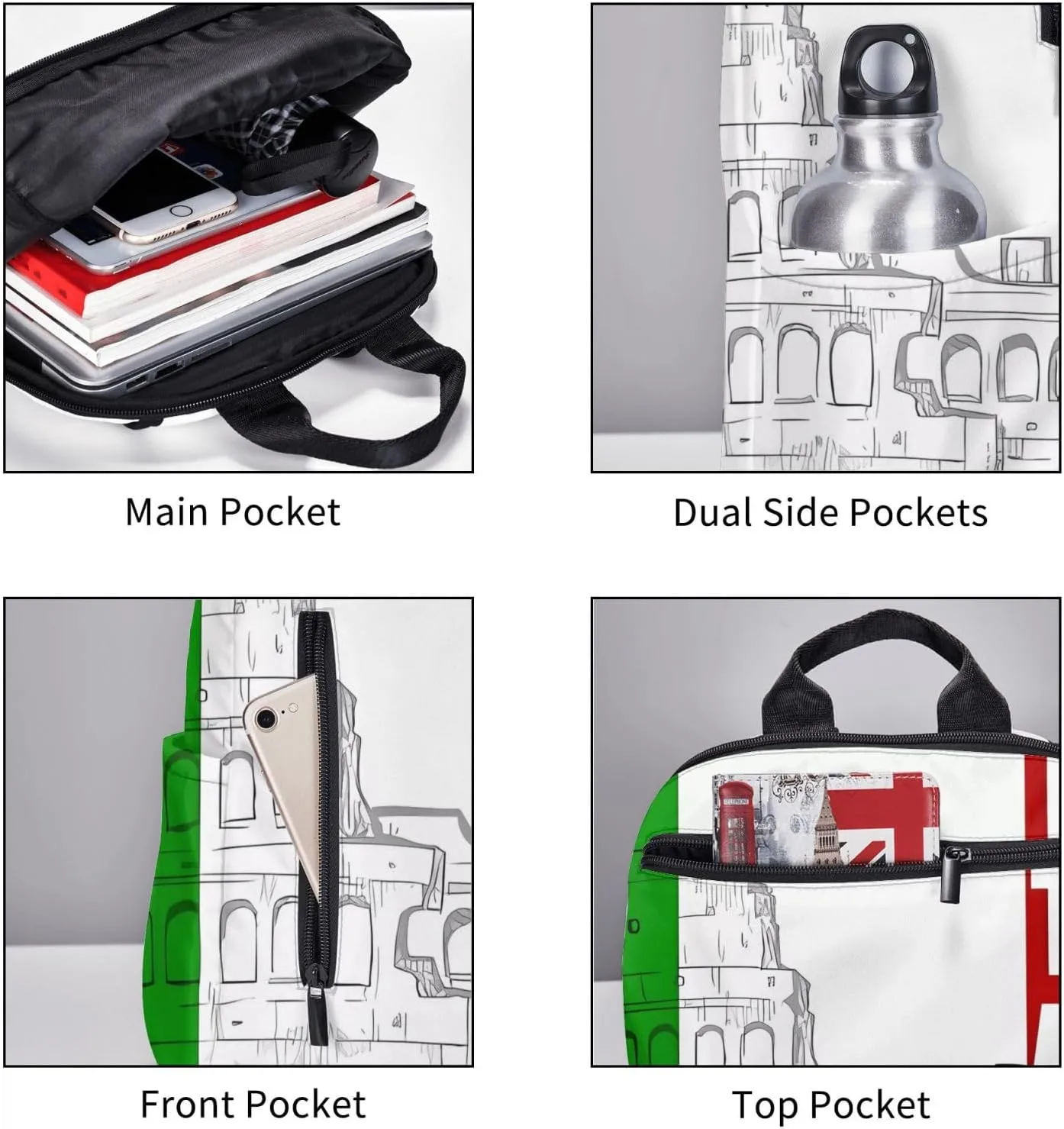 Laptop Backpack 14.7 Inch with Compartment Roman Italian Flag Laptop Bag Lightweight Casual Daypack for Travel