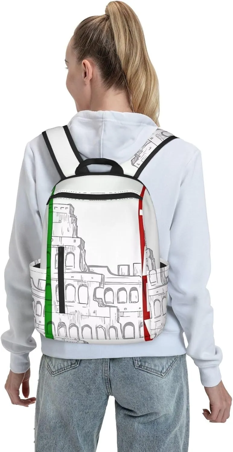Laptop Backpack 14.7 Inch with Compartment Roman Italian Flag Laptop Bag Lightweight Casual Daypack for Travel