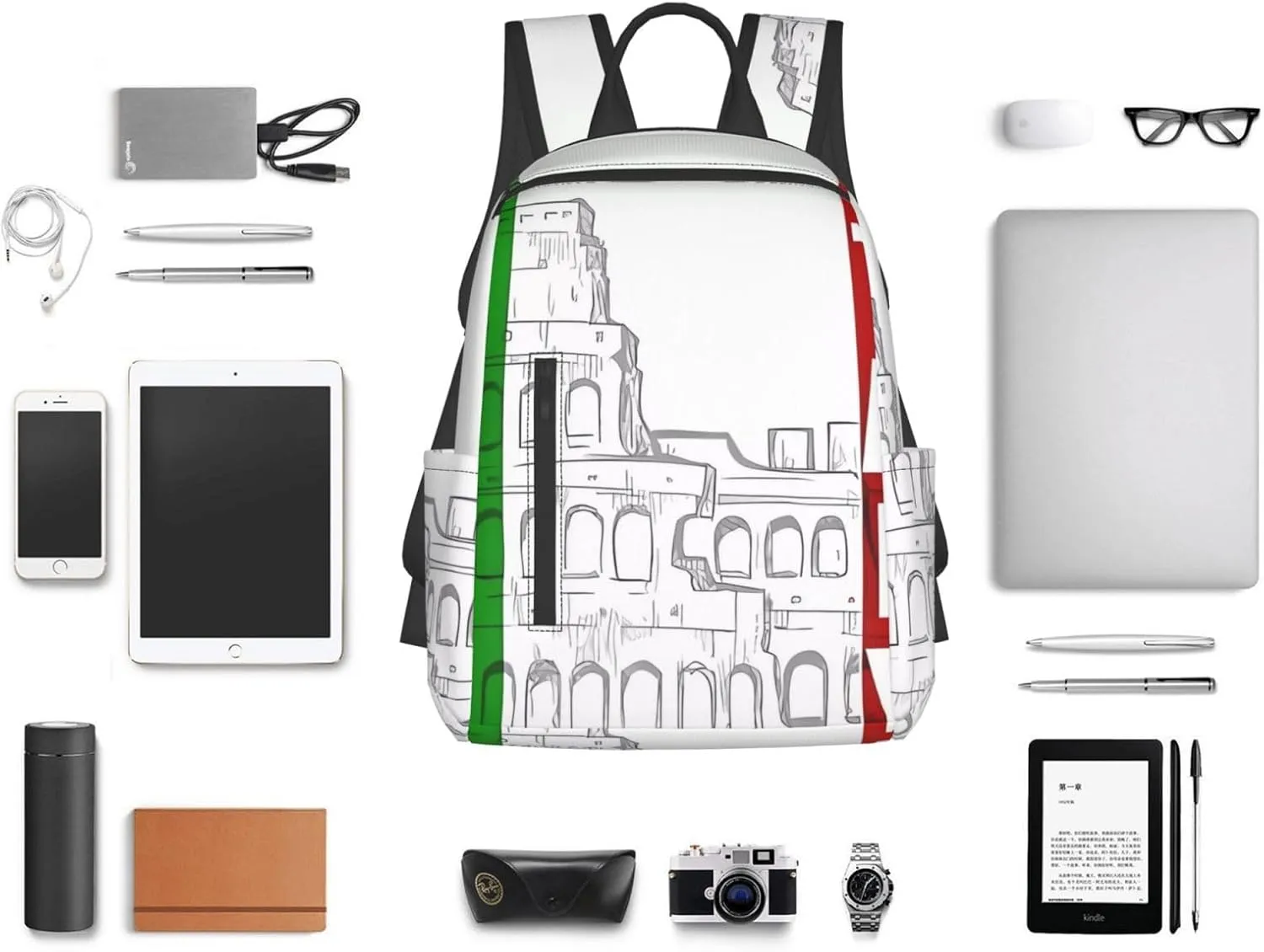 Laptop Backpack 14.7 Inch with Compartment Roman Italian Flag Laptop Bag Lightweight Casual Daypack for Travel
