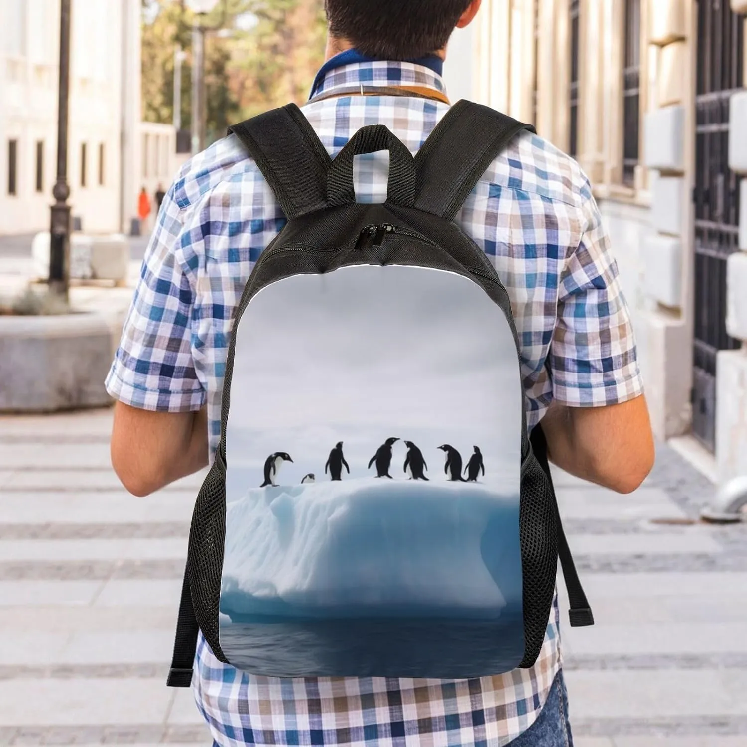 Laptop Backpack 16.1 Inch with Compartment Iceberg Penguins Laptop Bag Lightweight Casual Daypack for Travel