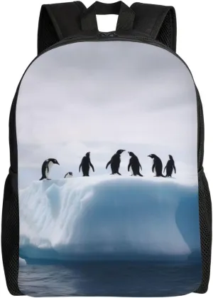 Laptop Backpack 16.1 Inch with Compartment Iceberg Penguins Laptop Bag Lightweight Casual Daypack for Travel