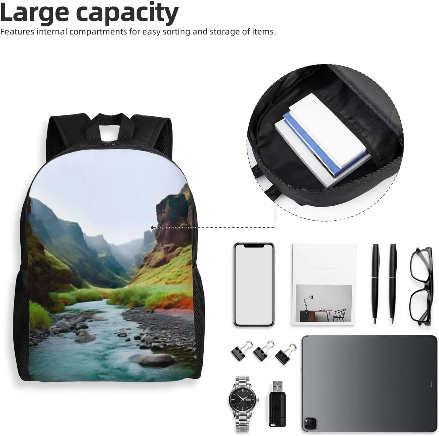 Laptop Backpack 16.1 Inch with Compartment Valley Rivers Laptop Bag Lightweight Casual Daypack for Travel