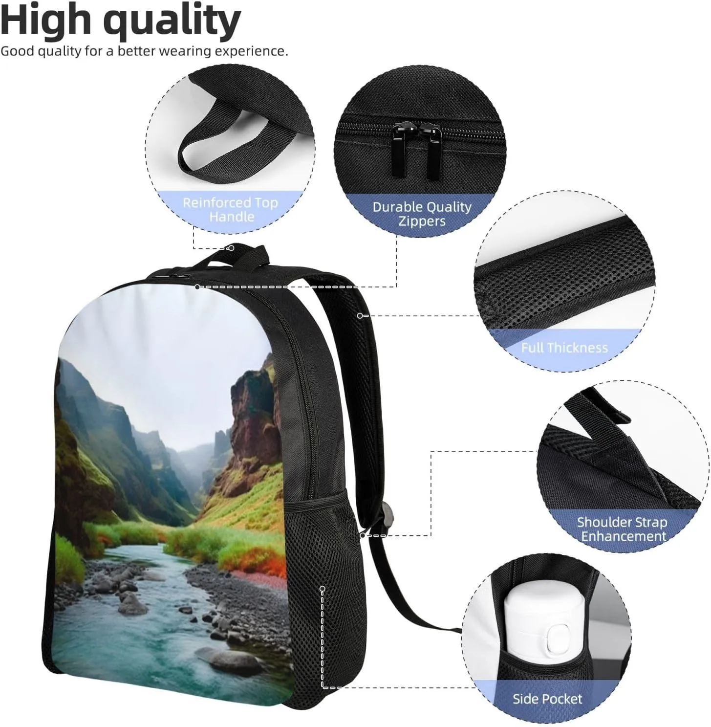 Laptop Backpack 16.1 Inch with Compartment Valley Rivers Laptop Bag Lightweight Casual Daypack for Travel