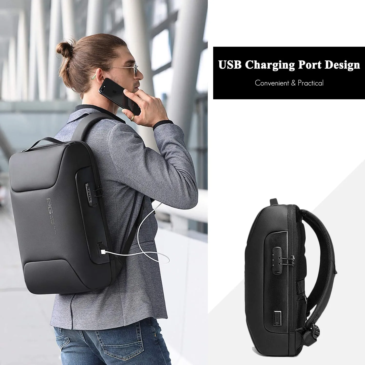 Laptop Backpack Business Anti-Theft Daypacks Travel Large Backpack with USB Charging Port Waterproof Computer Bag for Women & Men Fits 15.6 Inch Notebook Blue