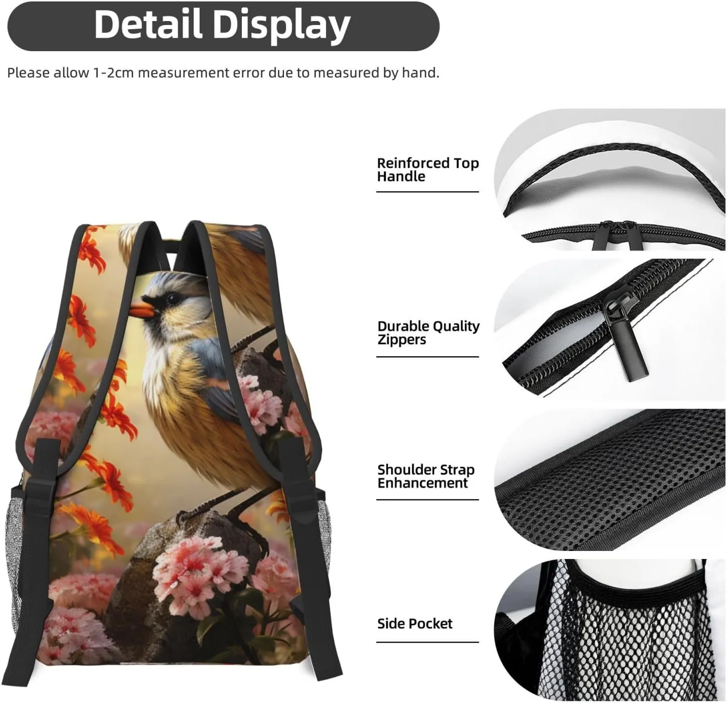 Laptop Backpack for Men Women Lightweight Travel Backpack Sparrow Birds Sing Daypack Laptop Bag for Travel