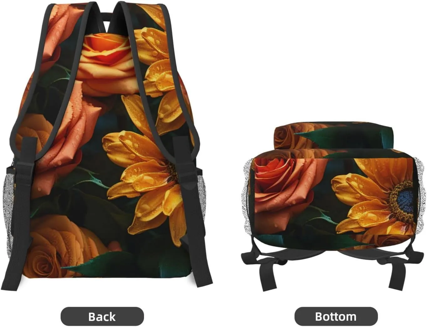 Laptop Backpack for Men Women Lightweight Travel Backpack Sunflower and Rose Daypack Laptop Bag for Travel