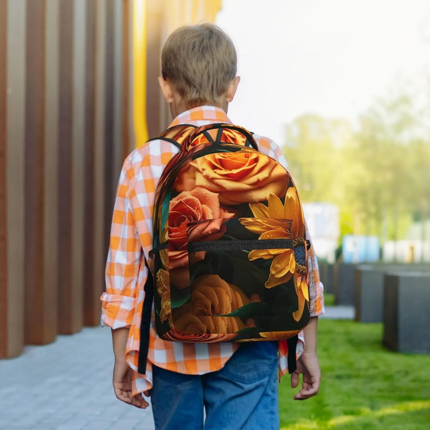 Laptop Backpack for Men Women Lightweight Travel Backpack Sunflower and Rose Daypack Laptop Bag for Travel