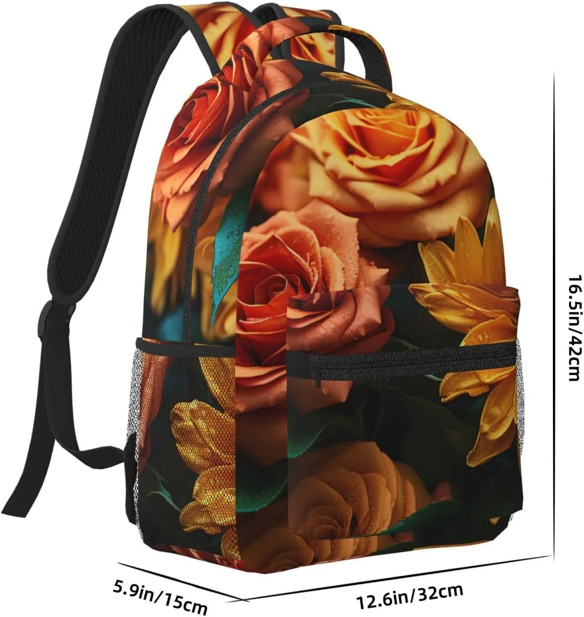 Laptop Backpack for Men Women Lightweight Travel Backpack Sunflower and Rose Daypack Laptop Bag for Travel