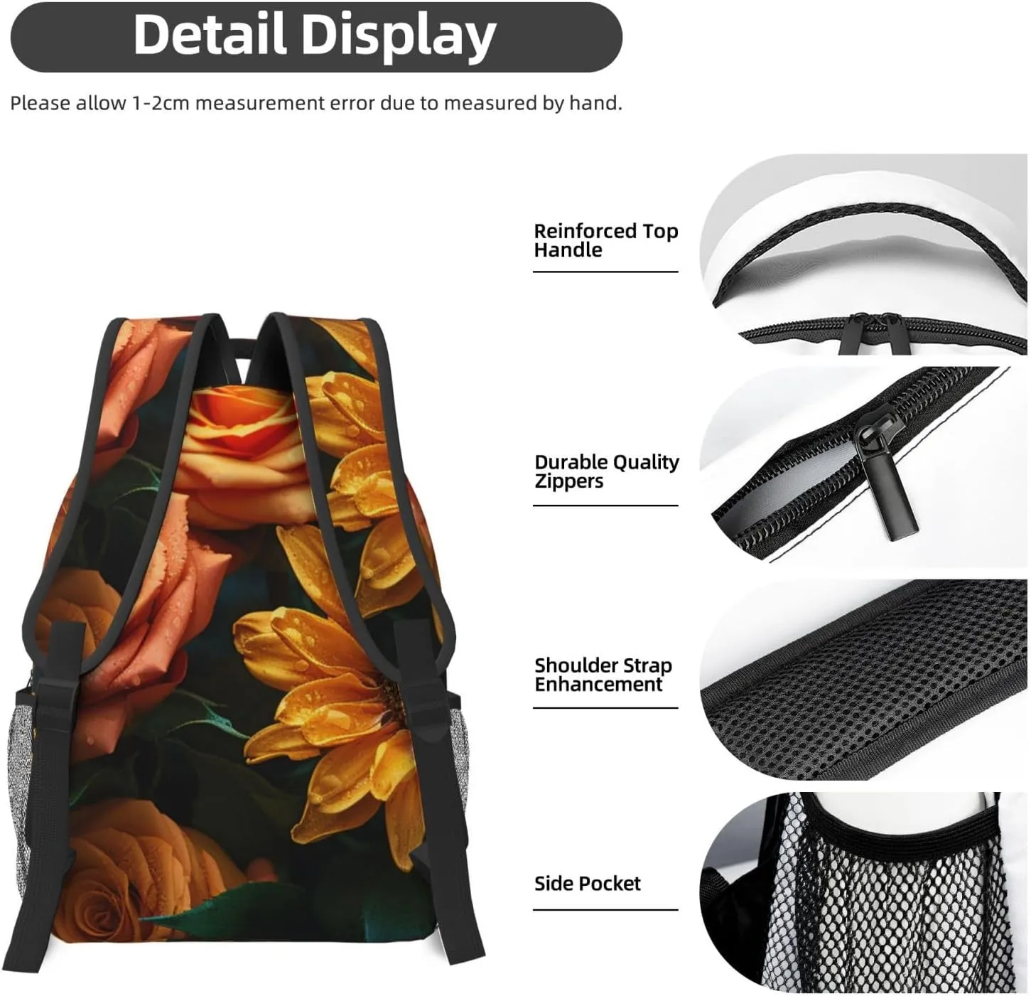 Laptop Backpack for Men Women Lightweight Travel Backpack Sunflower and Rose Daypack Laptop Bag for Travel