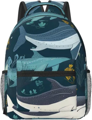 Laptop Backpack for Men Women Lightweight Travel Backpack Whale Pattern Daypack Laptop Bag for Travel