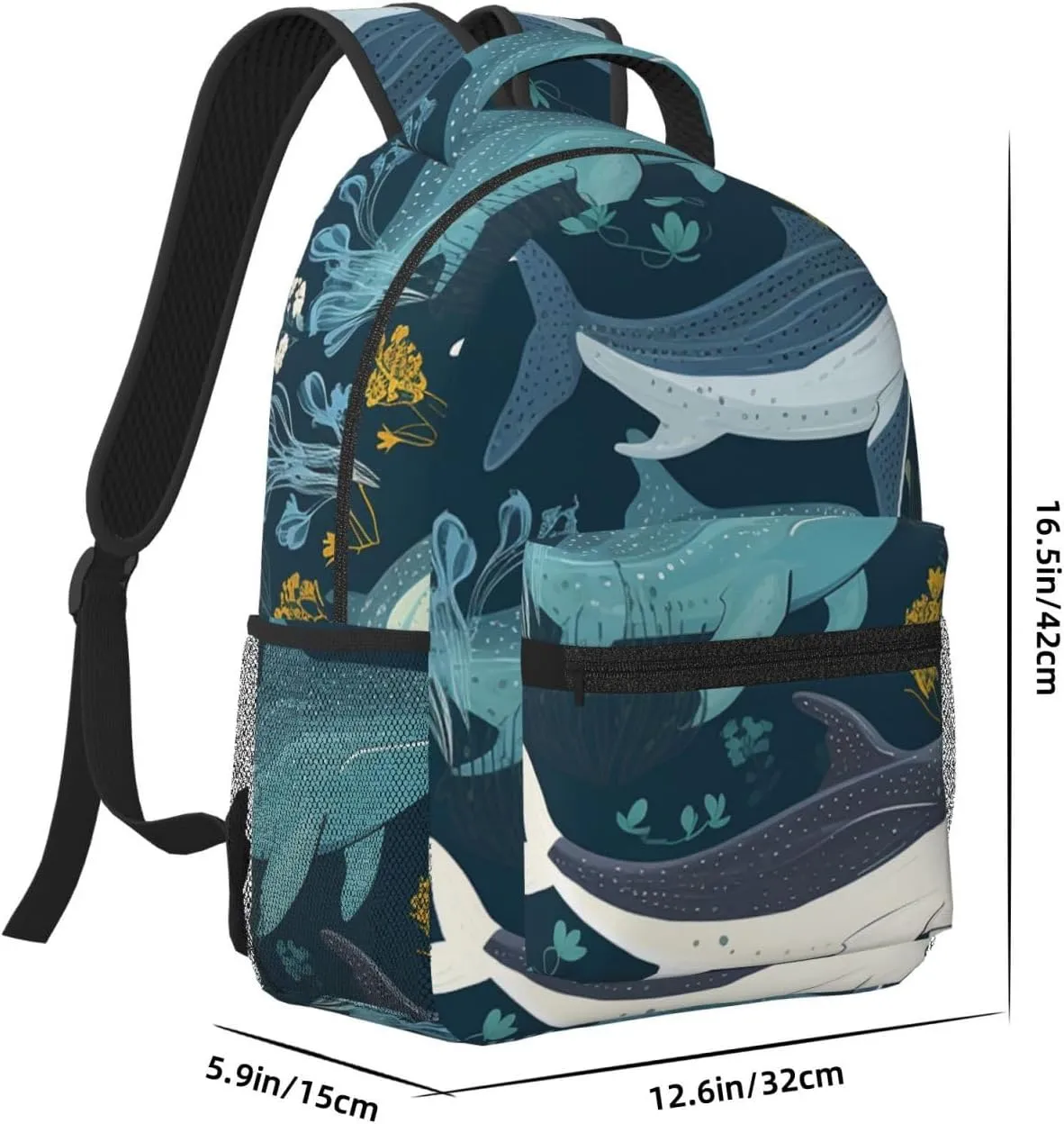 Laptop Backpack for Men Women Lightweight Travel Backpack Whale Pattern Daypack Laptop Bag for Travel