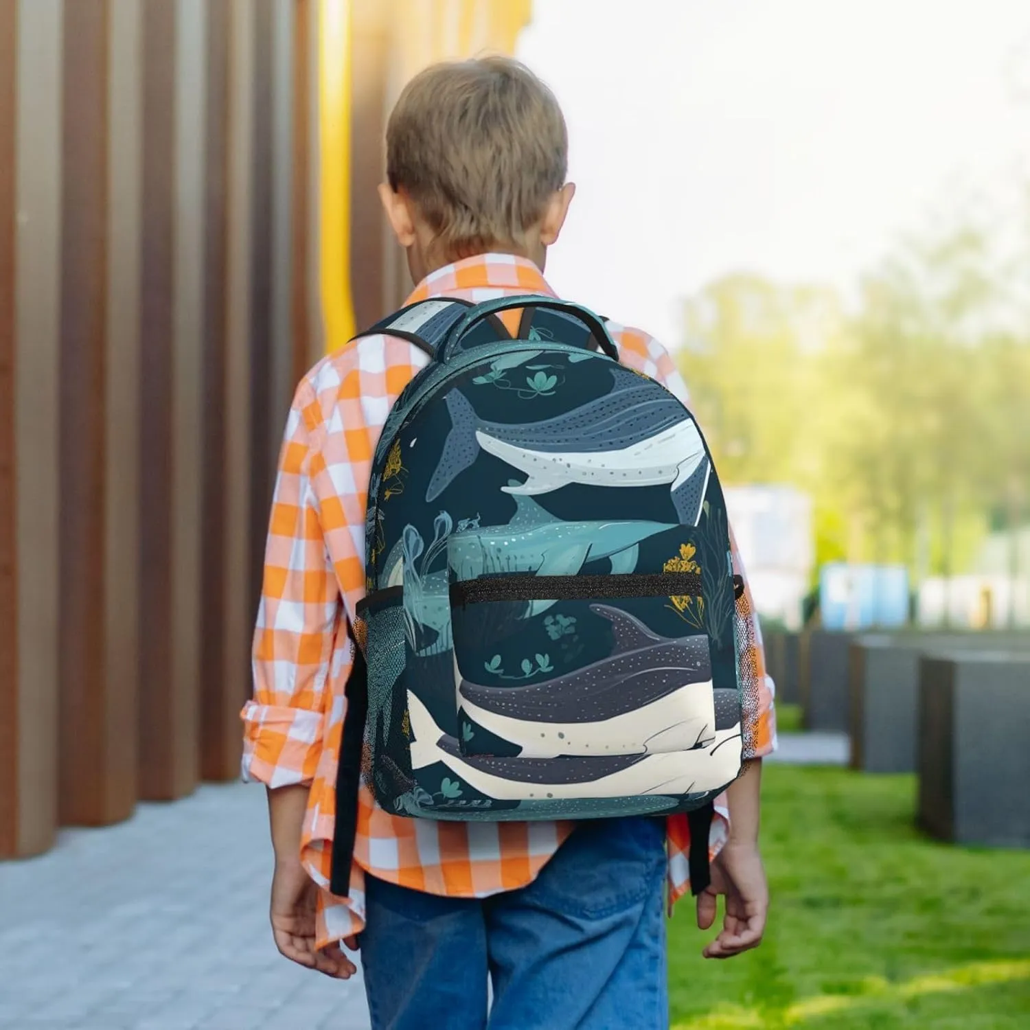 Laptop Backpack for Men Women Lightweight Travel Backpack Whale Pattern Daypack Laptop Bag for Travel