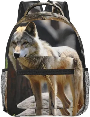 Laptop Backpack for Men Women Lightweight Travel Backpack Wildlife Wolf Daypack Laptop Bag for Travel