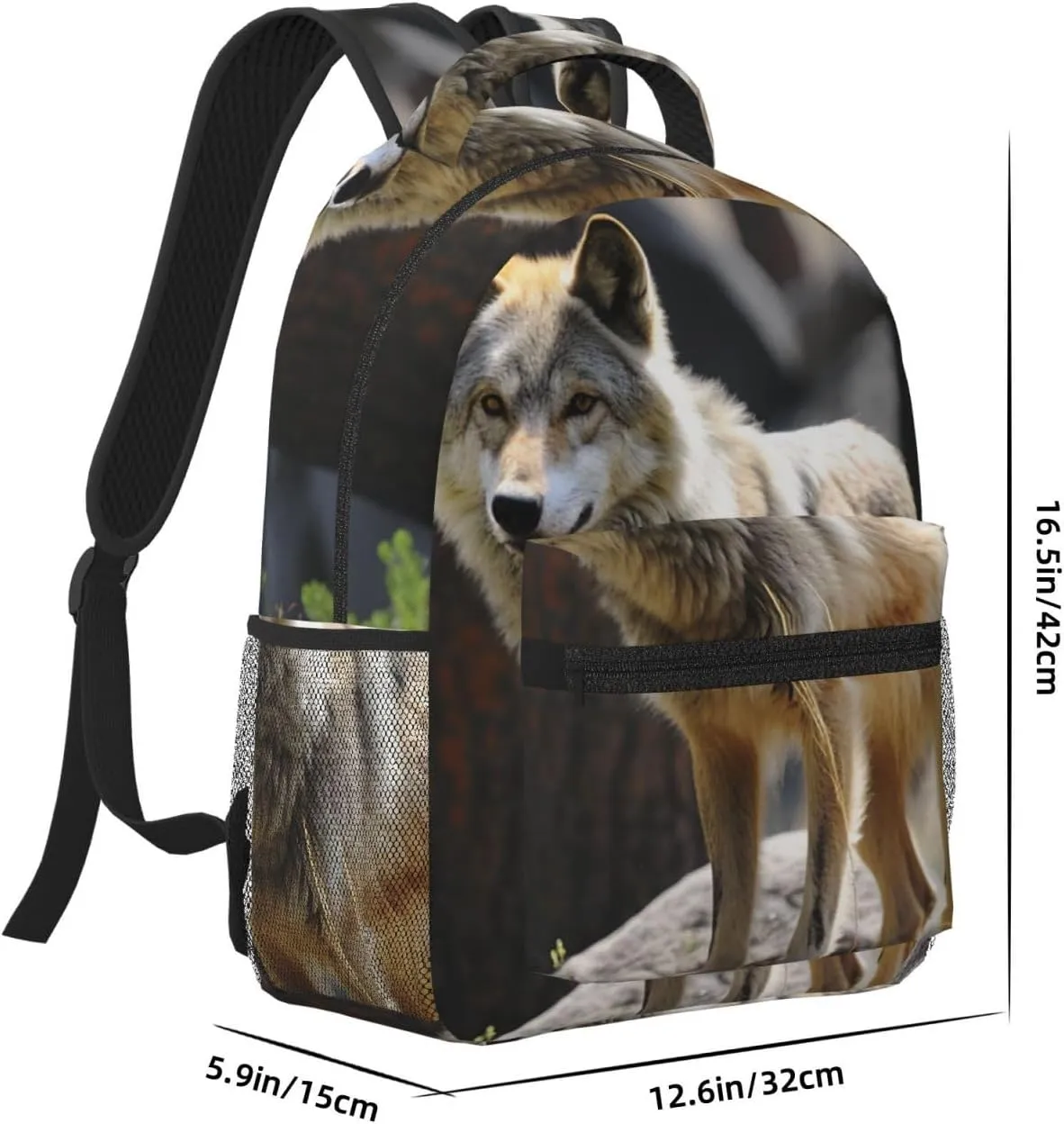 Laptop Backpack for Men Women Lightweight Travel Backpack Wildlife Wolf Daypack Laptop Bag for Travel