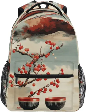 Laptop Backpack for Teacher Nurse Fashion Vintage Daypacks with Chest Strap for College Work Cereal Japanese Style