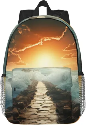 Laptop Backpack Lightweight Backpack for Men Women Daypack Divided Sea Pathway Laptop Bag Casual Backpack for Travel