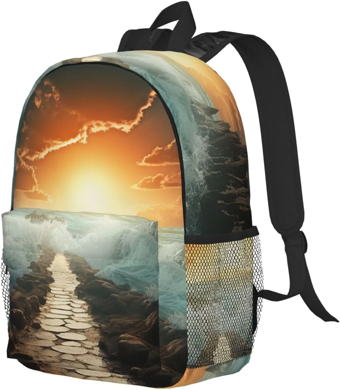 Laptop Backpack Lightweight Backpack for Men Women Daypack Divided Sea Pathway Laptop Bag Casual Backpack for Travel