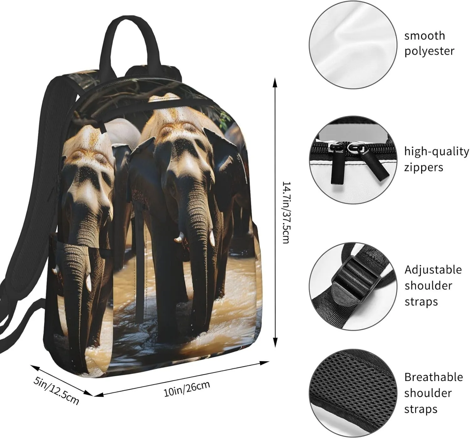 Laptop Backpack Lightweight Backpack for Men Women Daypack Elephant drinking water Laptop Bag Casual Backpack for Travel