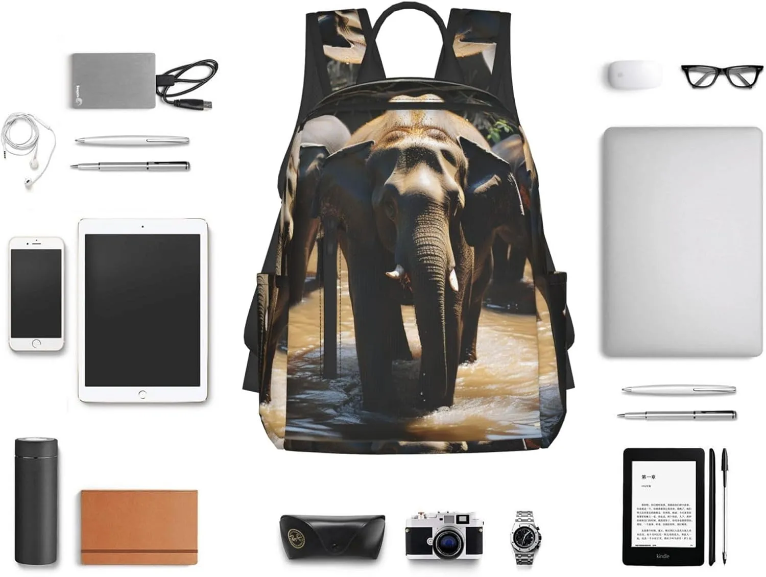 Laptop Backpack Lightweight Backpack for Men Women Daypack Elephant drinking water Laptop Bag Casual Backpack for Travel