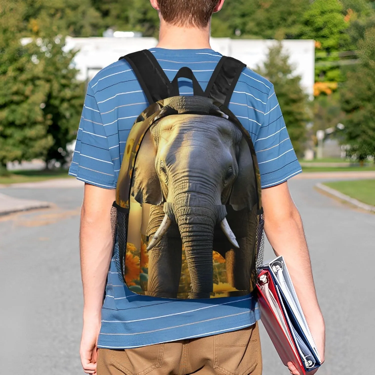 Laptop Backpack Lightweight Backpack for Men Women Daypack Elephant with sunflower Laptop Bag Casual Backpack for Travel