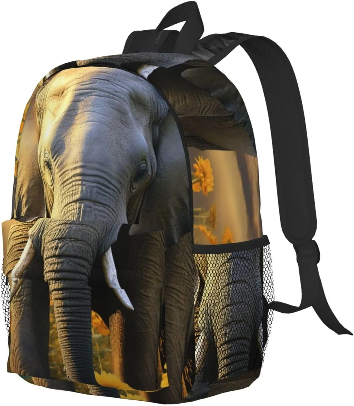 Laptop Backpack Lightweight Backpack for Men Women Daypack Elephant with sunflower Laptop Bag Casual Backpack for Travel