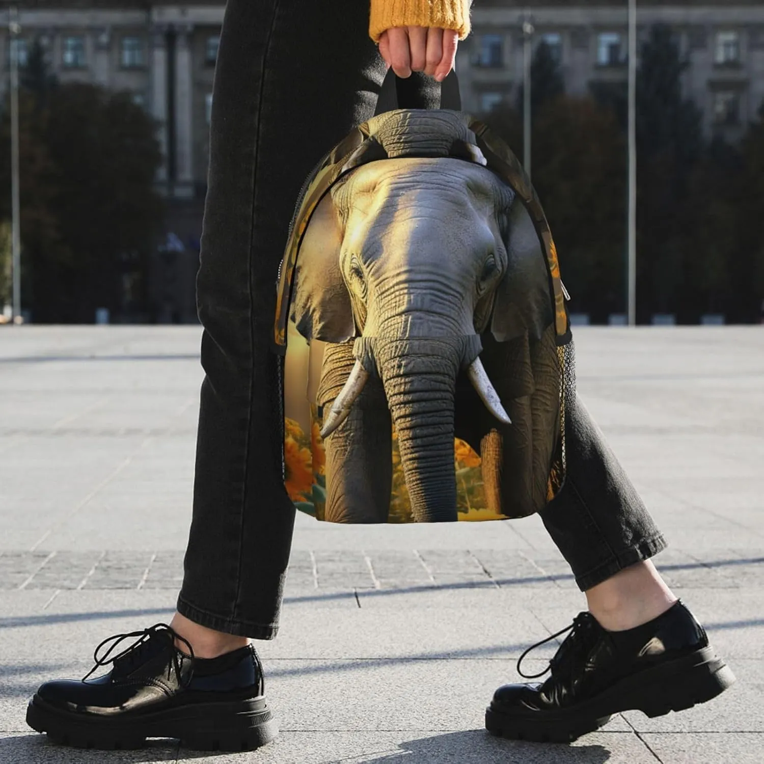 Laptop Backpack Lightweight Backpack for Men Women Daypack Elephant with sunflower Laptop Bag Casual Backpack for Travel
