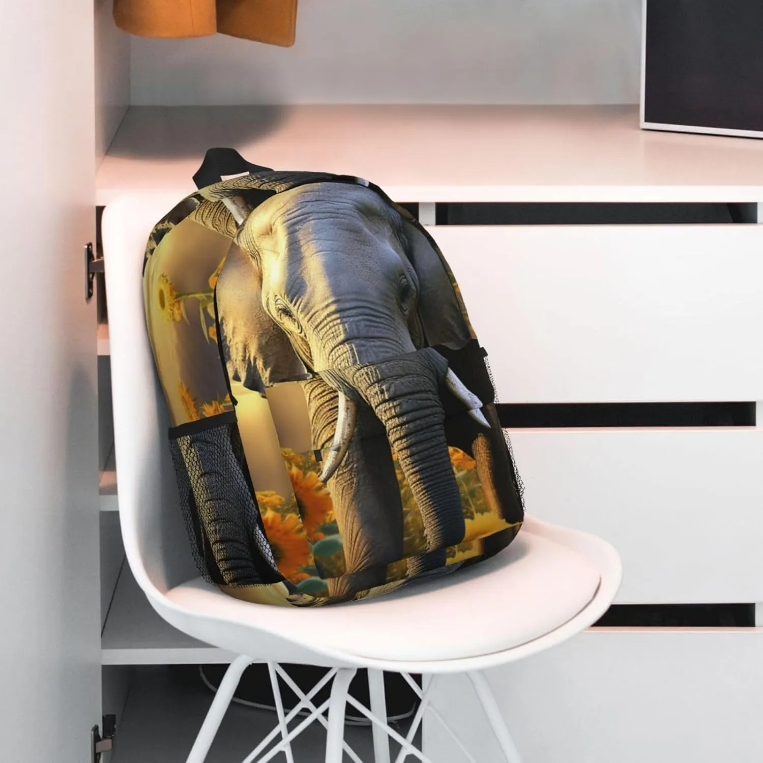 Laptop Backpack Lightweight Backpack for Men Women Daypack Elephant with sunflower Laptop Bag Casual Backpack for Travel