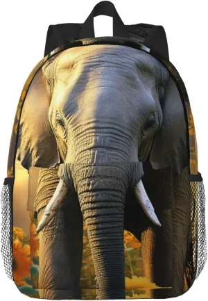 Laptop Backpack Lightweight Backpack for Men Women Daypack Elephant with sunflower Laptop Bag Casual Backpack for Travel