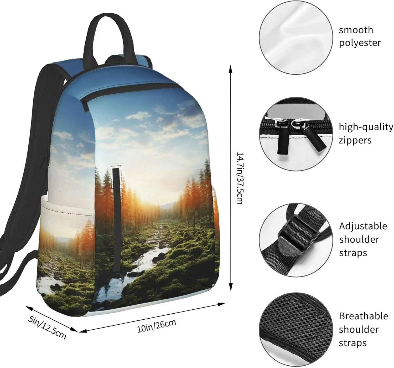 Laptop Backpack Lightweight Backpack for Men Women Daypack Forest in Sunset time Laptop Bag Casual Backpack for Travel
