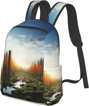 Laptop Backpack Lightweight Backpack for Men Women Daypack Forest in Sunset time Laptop Bag Casual Backpack for Travel