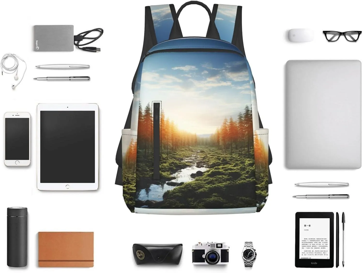 Laptop Backpack Lightweight Backpack for Men Women Daypack Forest in Sunset time Laptop Bag Casual Backpack for Travel