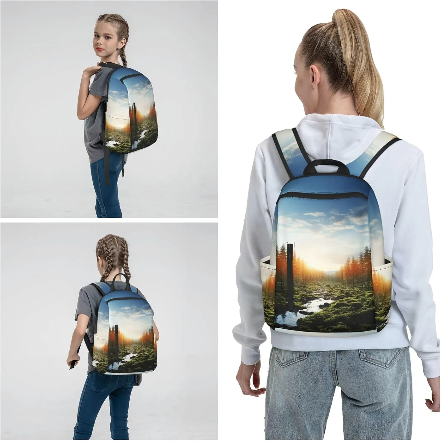 Laptop Backpack Lightweight Backpack for Men Women Daypack Forest in Sunset time Laptop Bag Casual Backpack for Travel