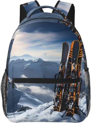 Laptop Backpack Lightweight Daypack for Men Women Skis on mountain Backpack Laptop Bag for Travel Hiking