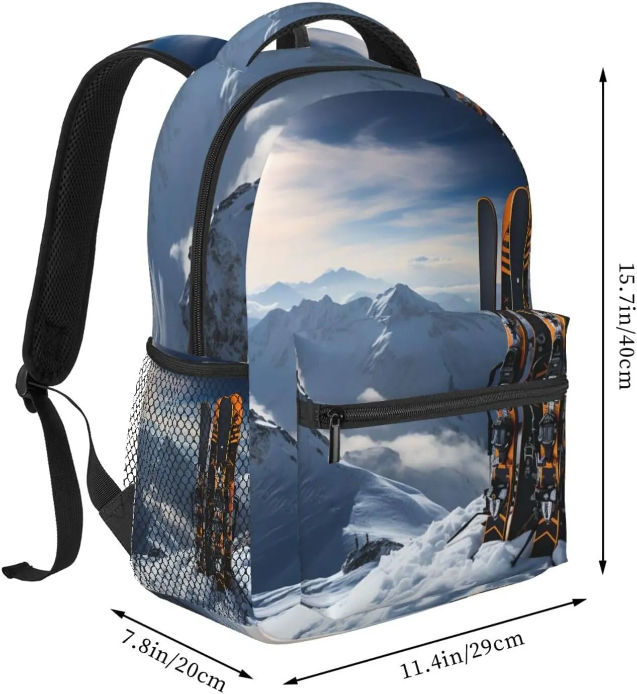Laptop Backpack Lightweight Daypack for Men Women Skis on mountain Backpack Laptop Bag for Travel Hiking
