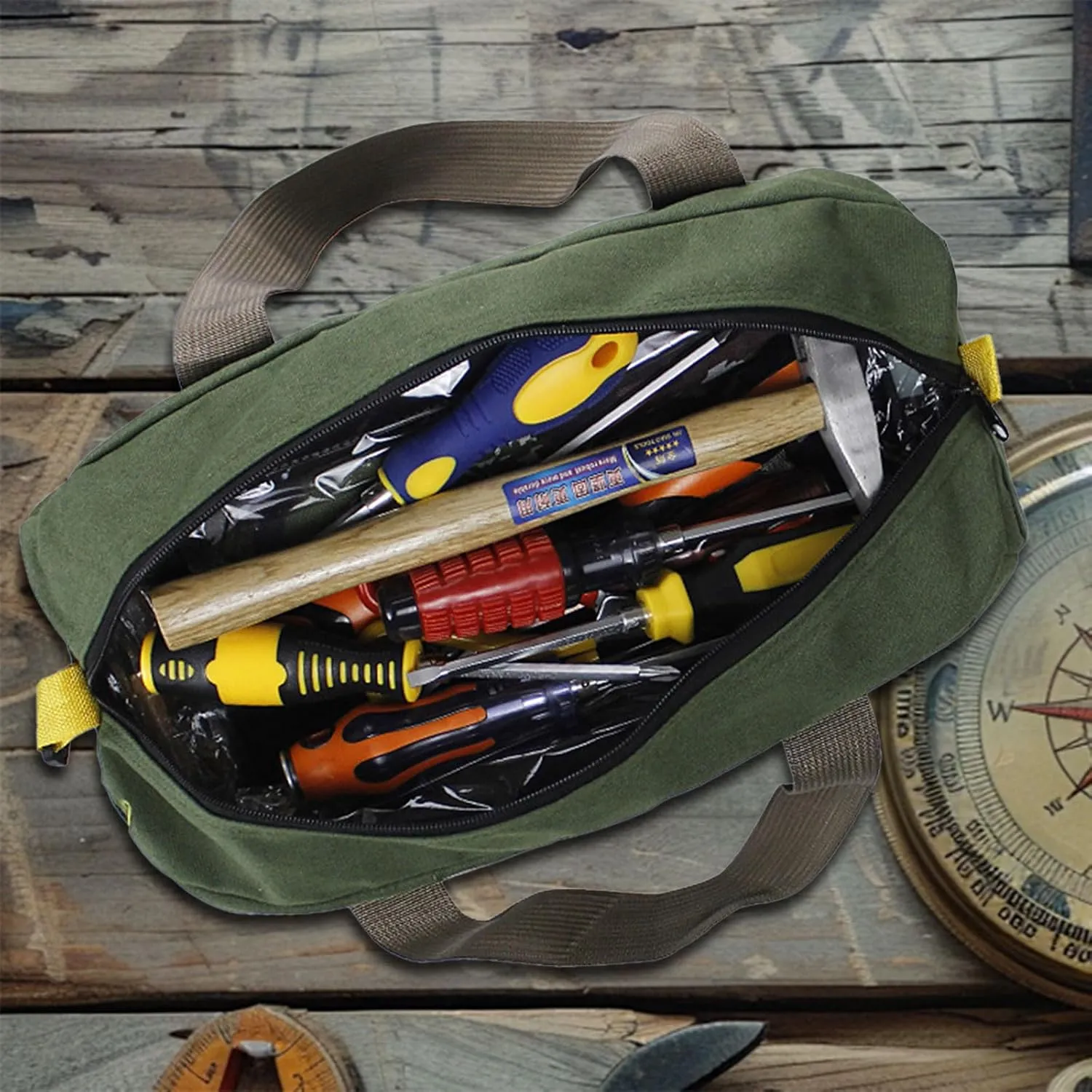 Large Capacity Handbag Tool Storage Bag Power Tool Organizers Pouches Heavy Duty Canvas Tool Bag Wide Mouth Tool Bag
