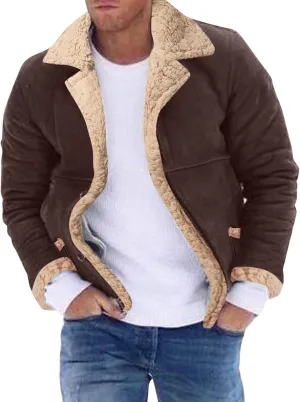 LCMTWX Mens Winter Coats Outerwear Single-breasted Solid Color Lapel Long Sleeve Coat Cardigan Plush Long Coat Mens Coats