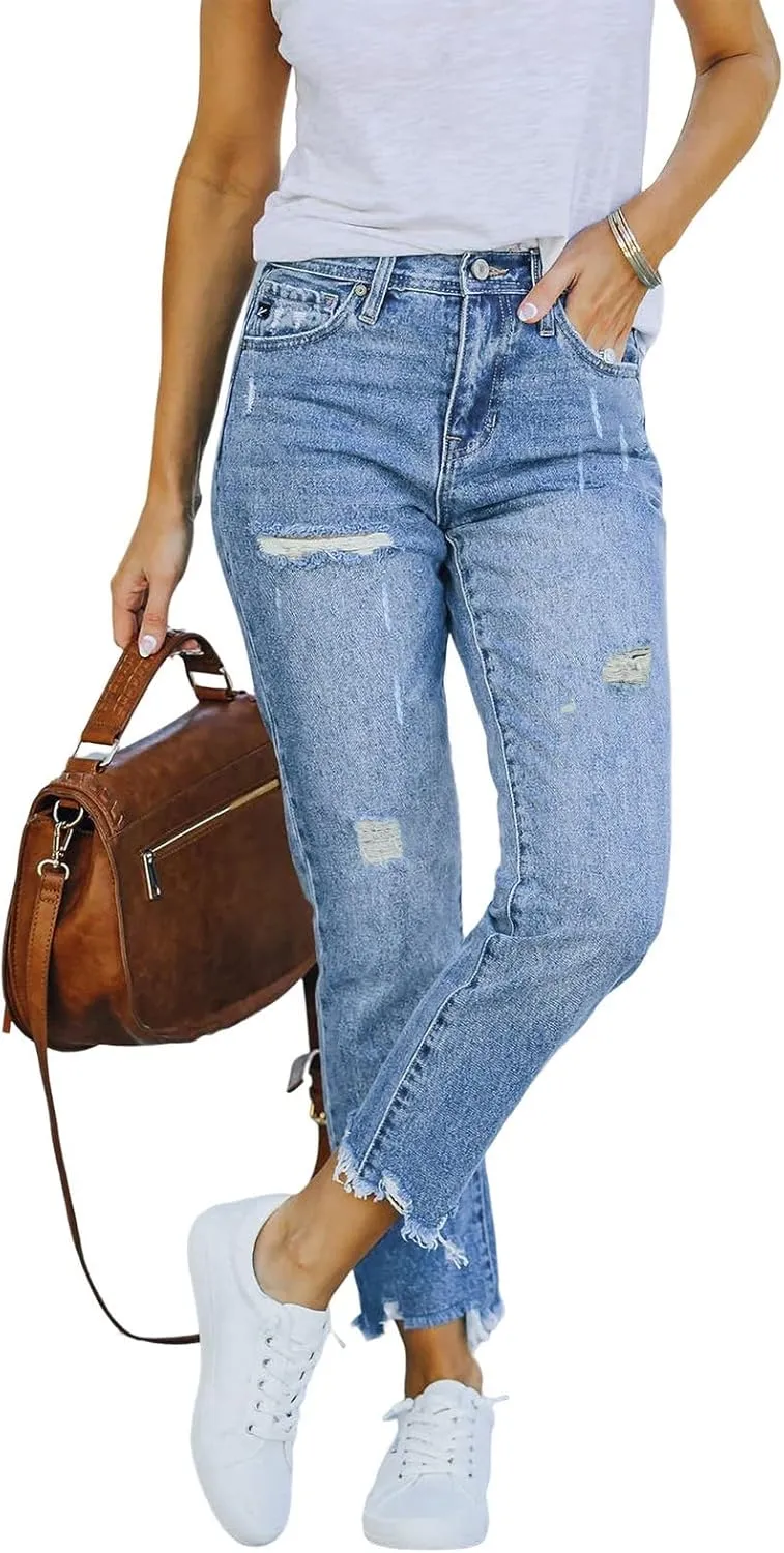 LCMTWX Mom Jeans Bib Overalls Jeans Denim Ripped Casual Denim Women's Rompers Washed Women's Jeans Jeans for Women High Mom