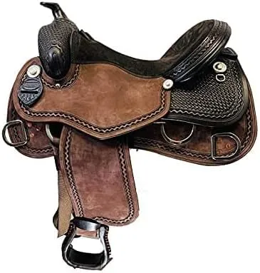 Leather Barrel Racing Western Horse Saddle Handmade Premium Horseback Comfort Riding Trail Equestrian Tooled Carved Horse Sdadles for Horse Riding Size: 10"-18" inches Seat, MOB254