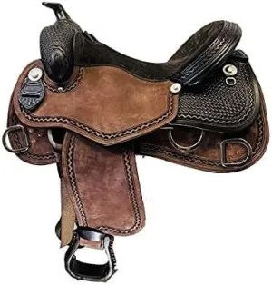 Leather Barrel Racing Western Horse Saddle Handmade Premium Horseback Comfort Riding Trail Equestrian Tooled Carved Horse Sdadles for Horse Riding Size: 10"-18" inches Seat, MOB254