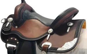 Leather Barrel Racing Western Horse Saddle Handmade Premium Horseback Comfort Riding Trail Equestrian Tooled Carved Horse Sdadles for Horse Riding Size: 10"-18" inches Seat, MOB322