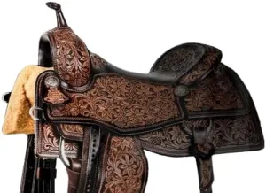 Leather Barrel Racing Western Horse Saddle Handmade Premium Horseback Comfort Riding Trail Equestrian Tooled Carved Horse Sdadles for Horse Riding Size: 10"-18" inches Seat, MOB323