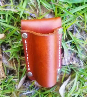 Leather Flashlight Holster for AA Battery Flashlights - Heavyduty Made in USA (Saddle Tan (Snap))