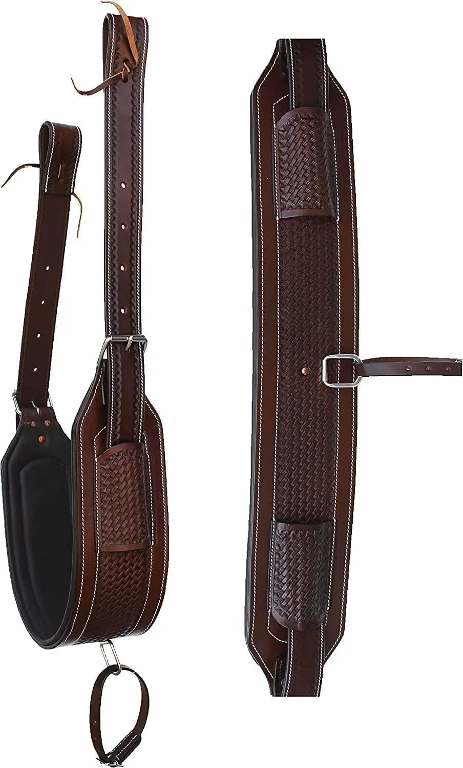 Leather Western Horse Saddle Girth Back Cinch Strap Western Horse Saddle Bucking Strap Rear Girth Flank Cinch Smooth Leather Size Length: 40 Buckle to Buckle & Width: 2.75 with 2 Buckles, LG32