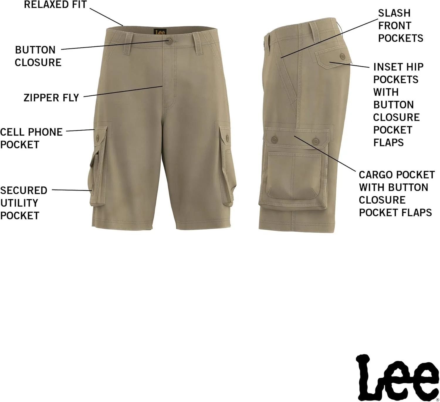 Lee Men's Dungarees New Belted Wyoming Cargo Short