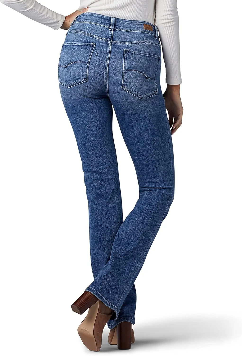 Lee Women's No Gap Waistband Regular Fit Bootcut Jean with Hidden Pocket