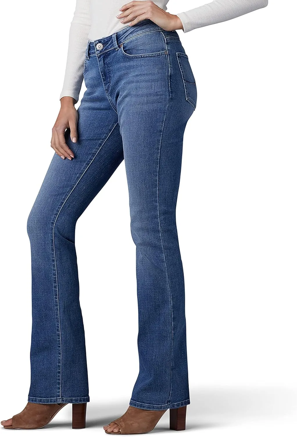 Lee Women's No Gap Waistband Regular Fit Bootcut Jean with Hidden Pocket