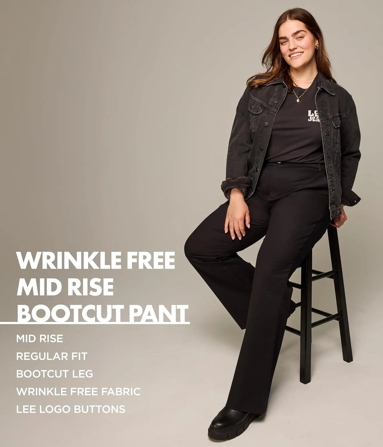 Lee Women's Plus Size Wrinkle Free Mid Rise Bootcut Pant