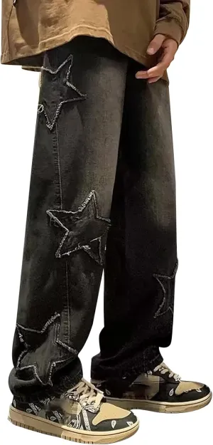 Leg Men's Pants Plus-Size Street Hip Hop Loose Work Long Trousers Jeans Pants Mens Jeans Men Jeans Regular Fit Jeans