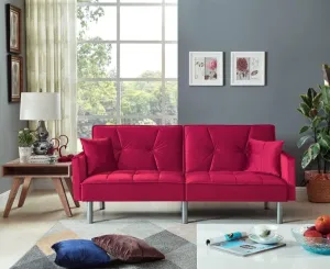 Legend Vansen Velvet Sleeper Loveseat with Pillow Twin Size Contemporary Sofas for Living Room and Bedroom Sofabed, 75.5'', Red